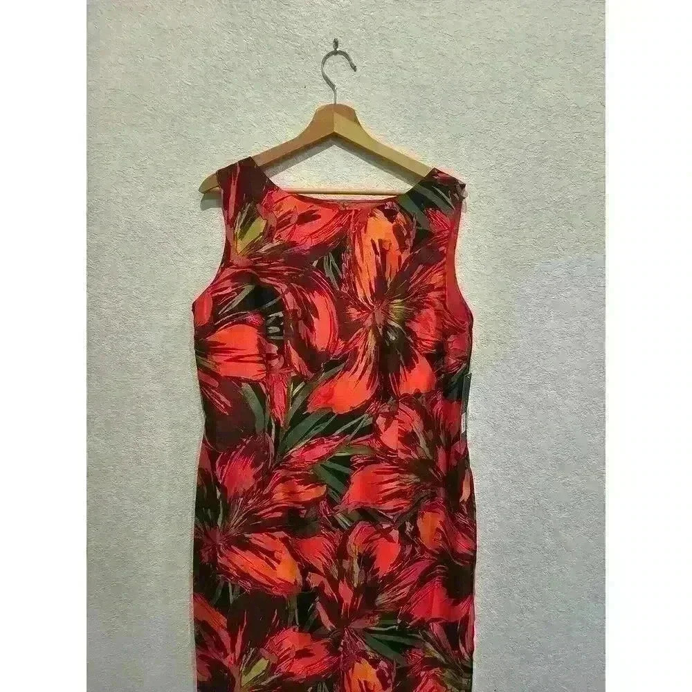 Tahari NWT sz 14 black melon fern tahari print